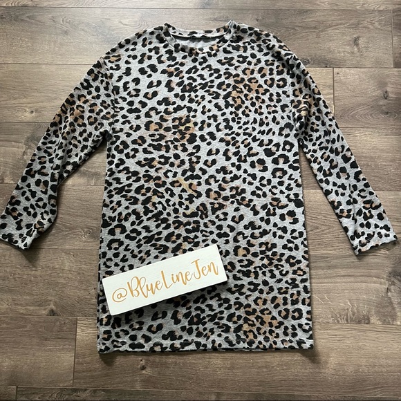 Zara Gray Leopard Mini Dress/Tunic - Picture 2 of 7